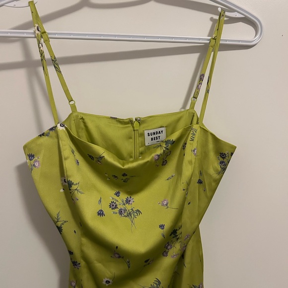Sunday Best Lime Green Floral Slip Midi Dress - Picture 2 of 5